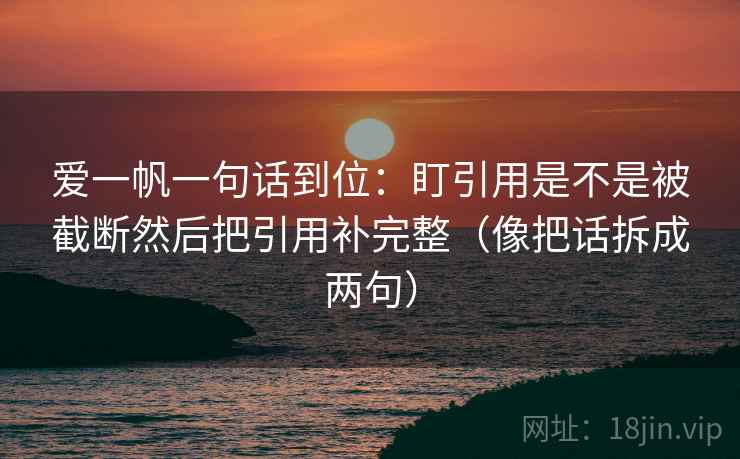 爱一帆一句话到位:盯引用是不是被截断然后把引用补完整(像把话拆成两句) 爱一帆一句话到位:盯引用是不是被截断然后把引用补完整(像把话拆成两句)